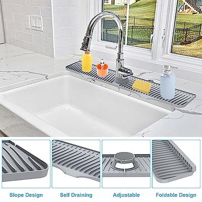 Silicone Faucet Splash Guard, 32” x 5.5”, Faucet Water Catcher Mat