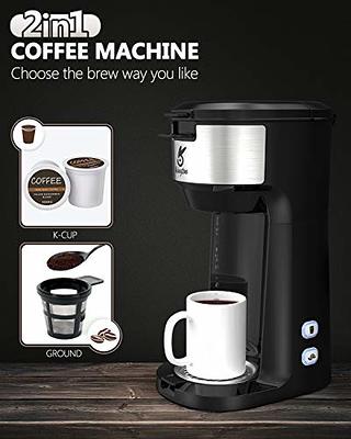 Coffee Maker 2-in-1 Single Serve K-Cup Pods and Ground Coffee