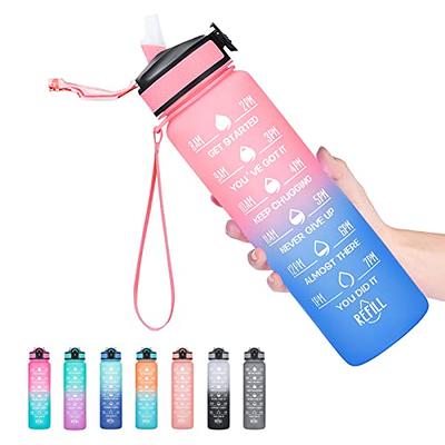 SUPPRUI Water Bottle 34 oz,Motivational Drink Bottle with Time