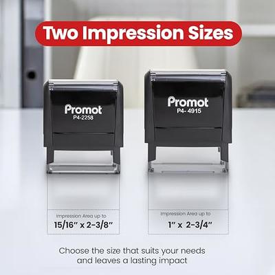 Promot Custom Stamp Up to 3 Lines of Personalized Text - Choose Font,  Color, Pad, Self-Inking for Return Address & Mailing Address, Office  Stamps, Ink