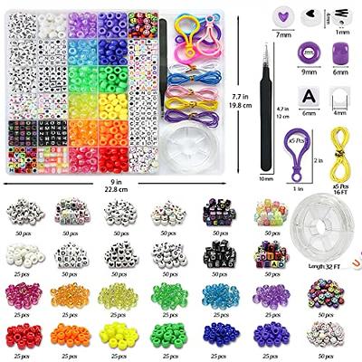 SWEETQIAO 2 Bags of Plastic Pony Beads for Bracelet Making, Colorful Kandi  Beads for Hair Braiding,Rainbow Beads Bulk Set for DIY Craft,Jewelry