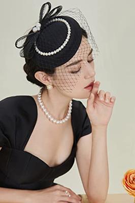 BABEYOND 1920s Fascinator Mesh Veil Headband Bridal Wedding Tea Party Fascinator Veil for Women