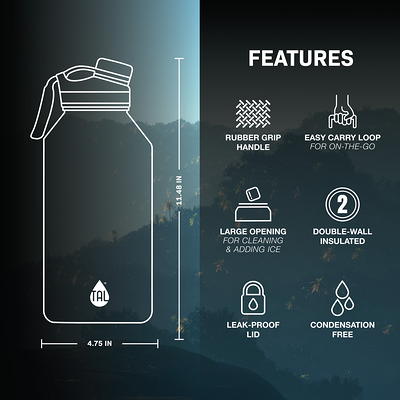 TAL Stainless Steel Ranger Water Bottle 26 fl oz, Slate - Yahoo