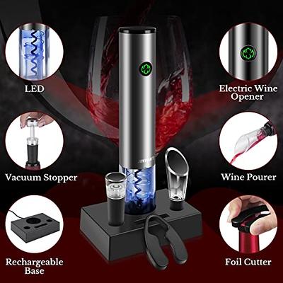 EZBASICS Electric Wine Opener, Automatic Wine Bottle Opener Set with Foil  Cutter Vacuum Stopper and Wine Aerator Pourer for Wine Lovers Gift Home