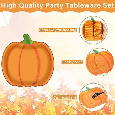 50 PCS Pumpkin Paper Plates 9 Inch Fall Thanksgiving Party Plates