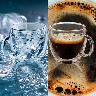Stylusella Double Wall Glass Espresso Cups 5oz/150ml, A set of 2, Thermo  Insulated Borosilicate Glass Cups with Handle - Yahoo Shopping
