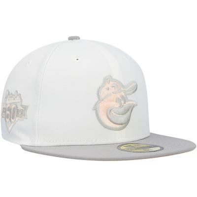 New Era Men's White, Gray Milwaukee Brewers 1982 World Series Side Patch  Peach Undervisor 59FIFTY Fitted Hat