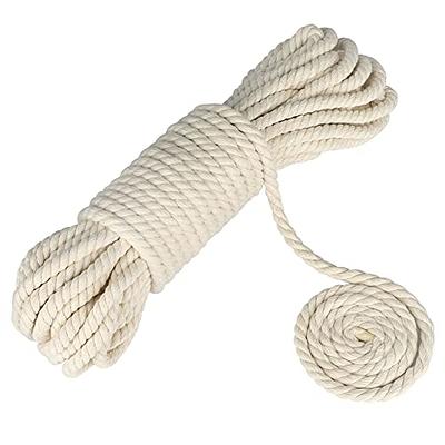 66 ft Natural White Rope,5/16 inch Cotton Rope,3Ply Soft Rope Cord