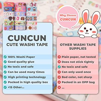 CUNCUN Cute Washi Tape Set, 18 Rolls Kwaii Masking Tape