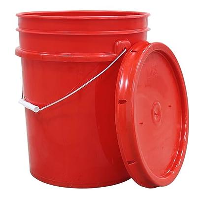 5 Gallon White Plastic Bucket & Lid - Durable 90 Mil All Purpose Pail - Food Grade - Contains No BPA Plastic - Recyclable - 1 Pack