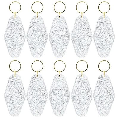 Nwsrayu 10pcs Blank Hotel Keychains Bulk Vintage Motel Keychain Vinyl HTV Printing Keychains DIY Keychain Tags (Clear)