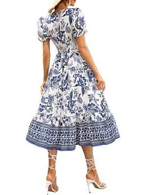 Plus Allover Floral Surplice Front Pleated Dress