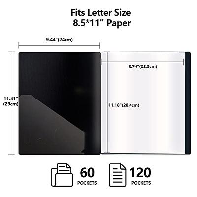 60-Pocket Binder with Clear Sleeves for Displays 120 Pages 8.5 X 11 Inch  Inse..