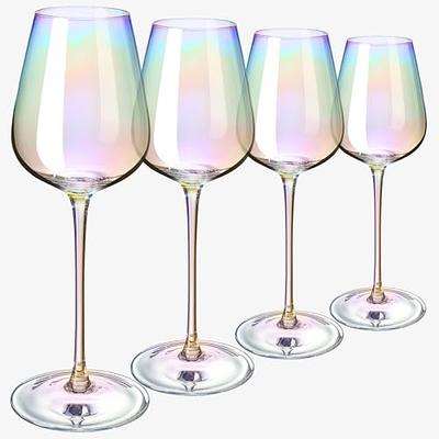 Purple Rainbow Iridescent Glass Champagne Flutes Glasses - Set of