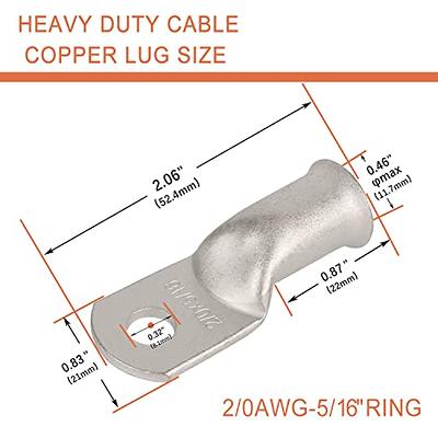 RIOCAN 10pcs 4 AWG-5/16”(M8) Ring Terminals Battery Lugs 4 Gauge Battery  Cable Ends Heavy Duty Wire Lugs Battery Cable Connector Copper Lugs Battery