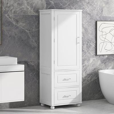 31.90 High Bathroom Storage Cabinet, White Floor Cabinet with 3