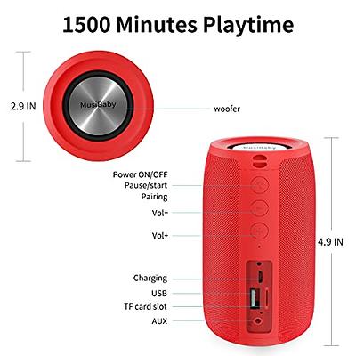 BUGANI Bluetooth Speaker, Portable Bluetooth Speakers with 40W Stereo  Sound, Loud Bluetooth Speaker 24H Playtime Support TF Card/AUX, IPX6  Waterproof