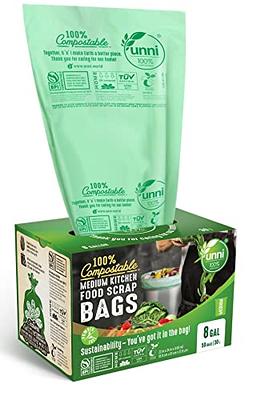 Compostable Drawstring Bags, 2.6-3.2 Gallon, 10-12 Liter