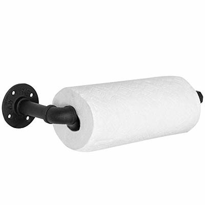 Black Wall-Mounted Industrial Pipe Paper Towel Holder