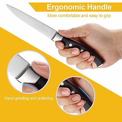 Steak Knives Set of 4, 5 Inch High-Carbon Stainless Steel Non-serrated  Steak Knife, 4 Pieces Professional Straight Edge Kitchen Table Dinner  Knives 