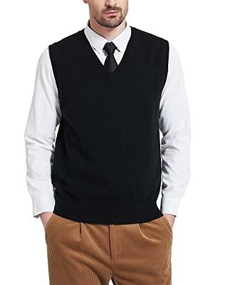 Loose Fit V-neck Sweater Vest - Black - Men