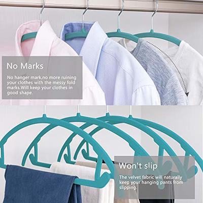 MIZGI Premium Velvet Hangers (50 Pack) Heavy Duty - Non Slip Felt Hangers -  Velvet Suit Hangers White - Chrome Hooks,Space Saving Clothes Hangers