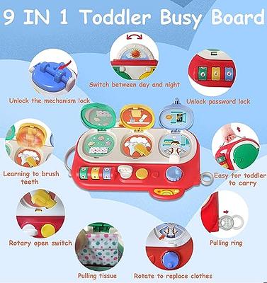 Busy Board Toddler Travel Toys: Sensory Toys for Toddlers 1 2 3 4 Year Old  Boy Gifts Montessori Activity - Toddler Airplane Travel Essentials & Road