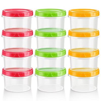 Zezzxu 8 oz Plastic Containers with Screw on Lids, 12 Pack Stackable Small Food  Storage Containers Reusable Deli Jars, Microwave & Freezer Safe  (Red/Green/Yellow) - Yahoo Shopping