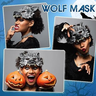 Toyvian 2pcs Mask Halloween Fox Therian Mask Cosplay Costume Half Face  Animal Furry Party Halloween Eye Cat Masks Halloween Costumes