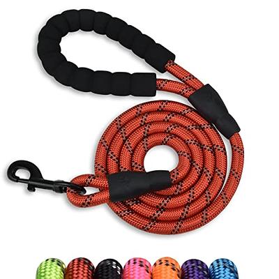 Reflective Strong Rope Dog Leash with Comfortable Padded Handle Heavy Duty  Metal Clasp for Dogs for Pets (5 FT)RED 