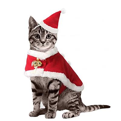 Enjoying Cat Christmas Outfit Santa Hat with Clothes for Cats