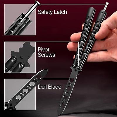 Black Slotted Butterfly Knife Stainless Steel Blade