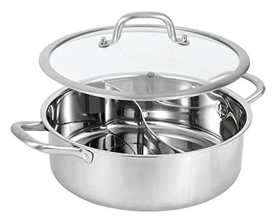 Stainless Steel Hot Pot Shabu Hot Pot With Divider & Glass Lid S