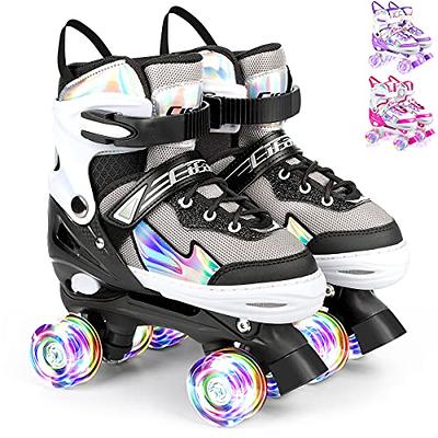 4 Size Adjustable Roller Skates for Girls Boys, Kids Roller Skates with  Full Light Up Wheels,Girls Roller Skates for Kids Toddler,Illuminating  Purple