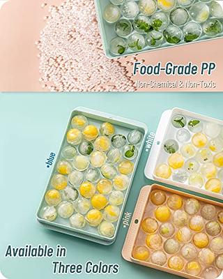 BEGIALO Ice Cube Tray, Round Ice Trays for Freezer with Lid and Bin, Circle  Ice Mold Making 66 x 1.0IN Small Ice Balls,Sphere Ice Makers with Ice