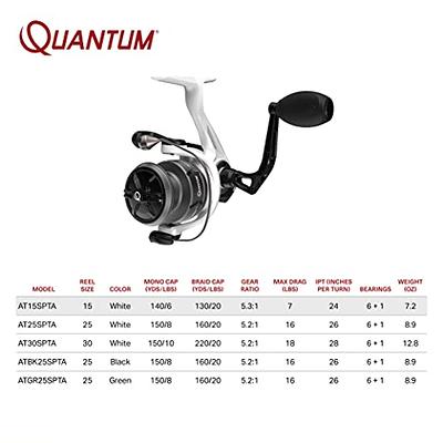 Quantum Energy S3 Spinning Fishing Reel, Size 25 Reel, Changeable Right- or  Left-Hand Retrieve, Continuous Anti-Reverse Clutch, EVA Handle Knobs, 5.2:1  Gear Ratio, 8 + 1 Bearings, Silver/Black 