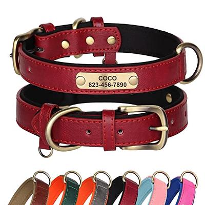 Personalized Dog Collar - Custom Leather Dog Collar with Engravable Nameplate - Durable Name Tag Collar - Customizable Dog Collar - Comfortable ID