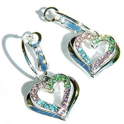 Swarovski Crystal 3d Multi Color Rainbow Love Heart Hoop Earrings Jewelry Cute Lover Valentine Mothers Day Christmas Best Friend Gift New Yahoo Shopping