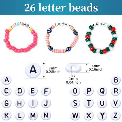 Plastic White Alphabet Beads, 7mm Cube, Set of Vowels - Pony Bead