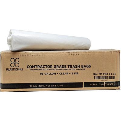 61 in. W x 68 in. H 95 Gal. - 96 Gal. 2.0 mil Clear Gusse Seal Low Density  Trash Bags (50-Case)