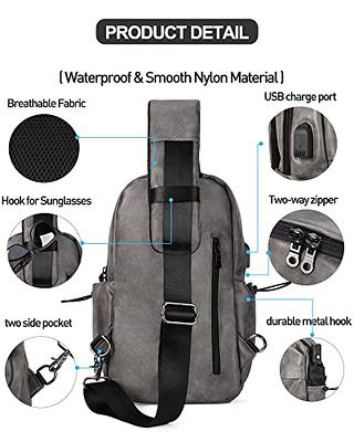 Small Sling Backpack Crossbody Unisex Shoulder Bag with USB Charging Port  for Hiking Walking Travel Cycling Casual Daypack