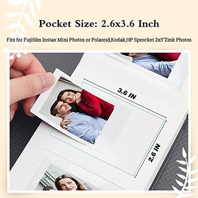 Photo Album for Fujifilm Instax Mini Camera, Photo Album for Polaroid,  Leather Cover, 180 Pockets 2x3 Photo Album with Writing Space for Instax  Mini