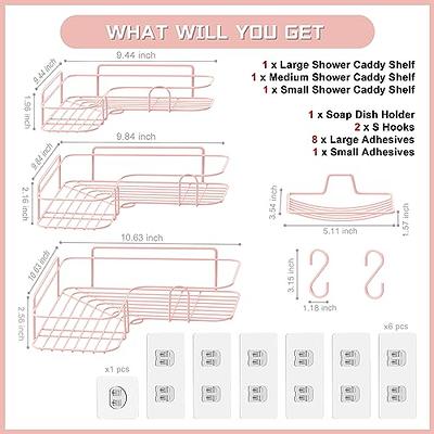 Corner Shower Caddy, Adhesive Shower Caddy With Soap Holder And 12