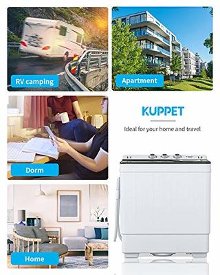 KUPPET Compact Twin Tub Portable Mini Washing Machine 26lbs Capacity, Washer(18lbs)&Spiner(8lbs)/Built-in  Drain Pump/Semi-Automatic (White&Gray) - Yahoo Shopping