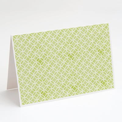 Caroline's Treasures Bb7556gca7p Watercolor Geometric Cirlce on Green Greeting Cards and Envelopes Pack of 8, 7 x 5, Multicolor