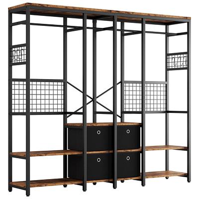 Aheaplus Wood Wardrobe Closet Storage Free Standing Closet Organizer,  Clothes Garment Racks with Storage Shelves and Hanging Rod, Walk In Closet  Organizer with 3 Wood Drawers - Yahoo Shopping