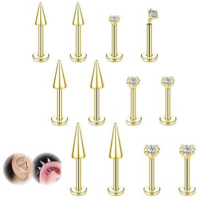 ZS 16G Spike Lip Labret Studs, Stainless Steel Internally Threaded