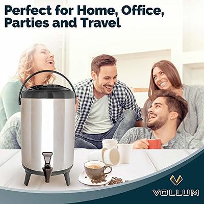 Vollum Stainless Steel Insulated Beverage Dispenser – Insulated Thermal Hot  and Cold Coffee Carafe – 10 Liter Drink