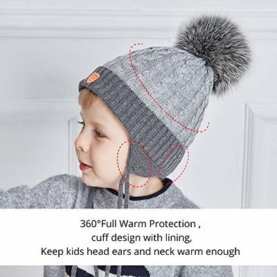 Furry Balls Baby Beanie Infant Winter Warm Thicken Knitted Hat Pom