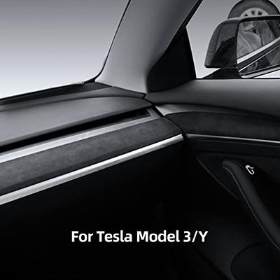 Tesla Model Y Dashboard Dash Cover Wrap Trim,Wood Door Panel Cover Carbon  Fiber Pattern Interior Protector Decoration Accessories for Tesla Model Y